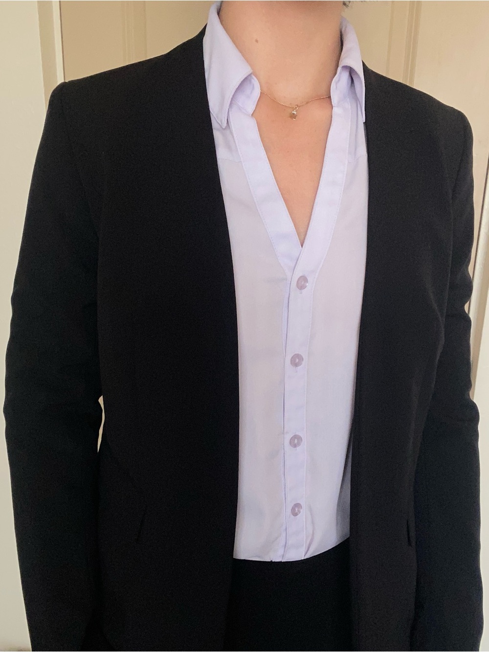 BCX Light Purple Button-Down Shirt Blouse